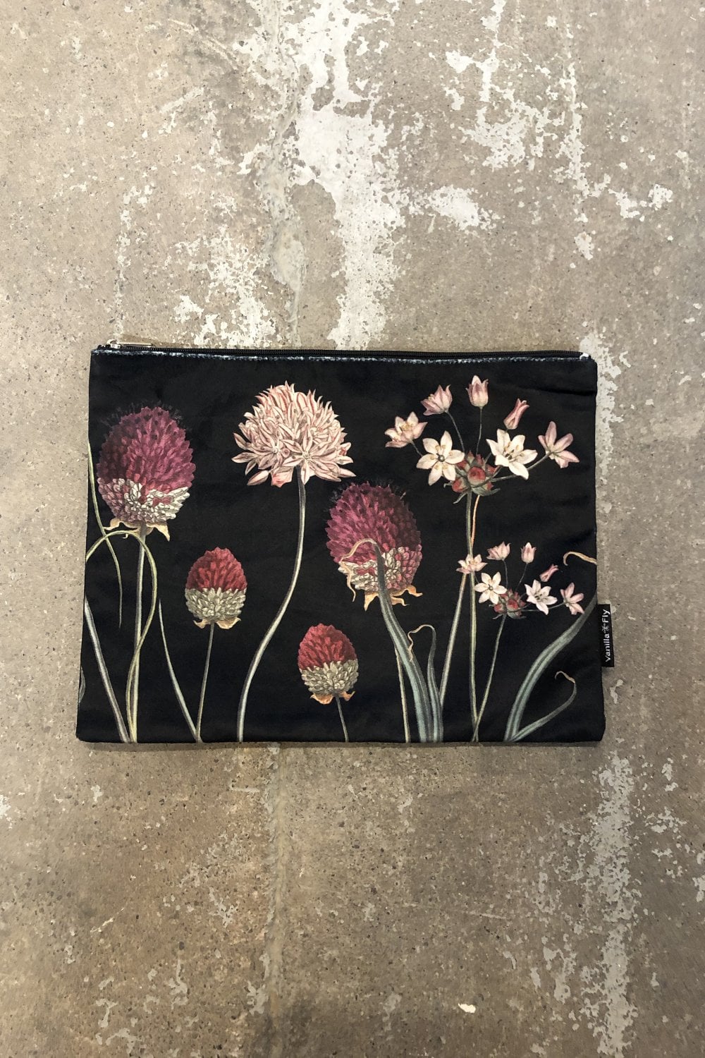 Vanilla Fly Printed Velvet Makeup Bag At Sue Parkinson 0571